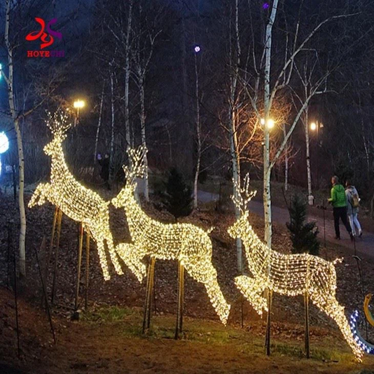 Large Life Size Led 3d Lighted Animal Decoration Christmas Reindeer Motif Lights